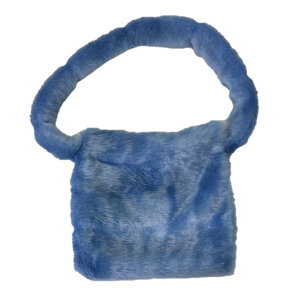 Hand Made Faux Fur Blue Handbag - Picture 1 of 7